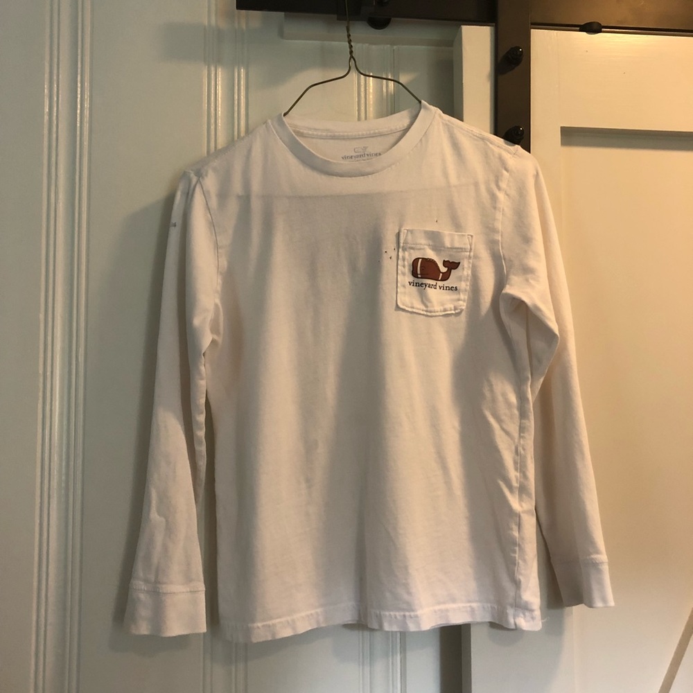 Vineyard Vines White Long Sleeve Tee with Brown Whale - Picture 2 of 6